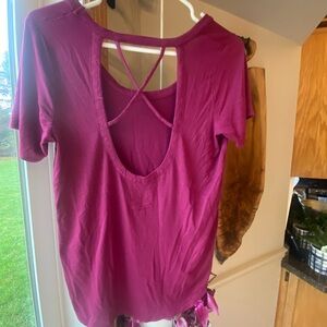 Pink Backless Cut Out T-Shirt
